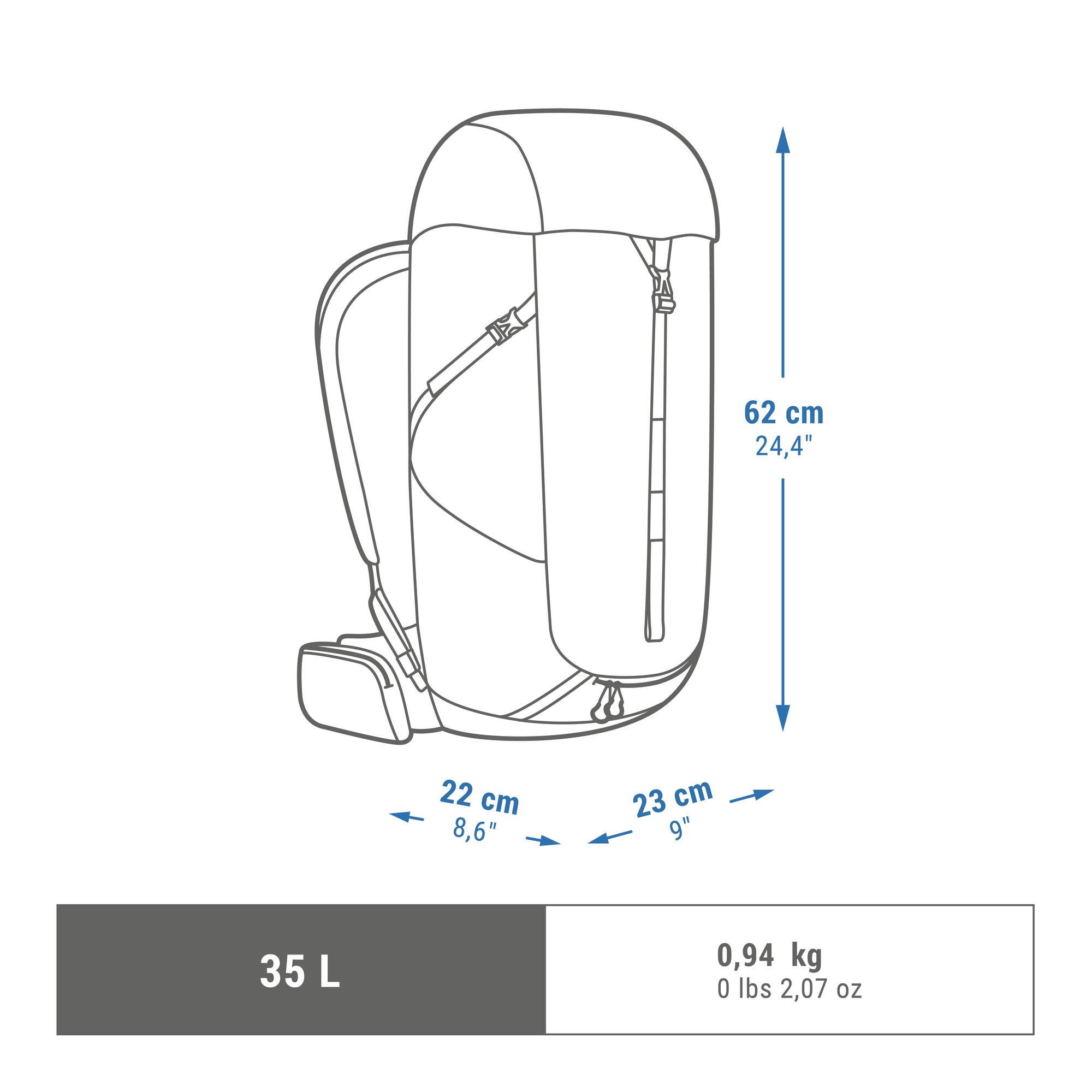 Alternative view of Quechua MH100 35L Hiking Backpack