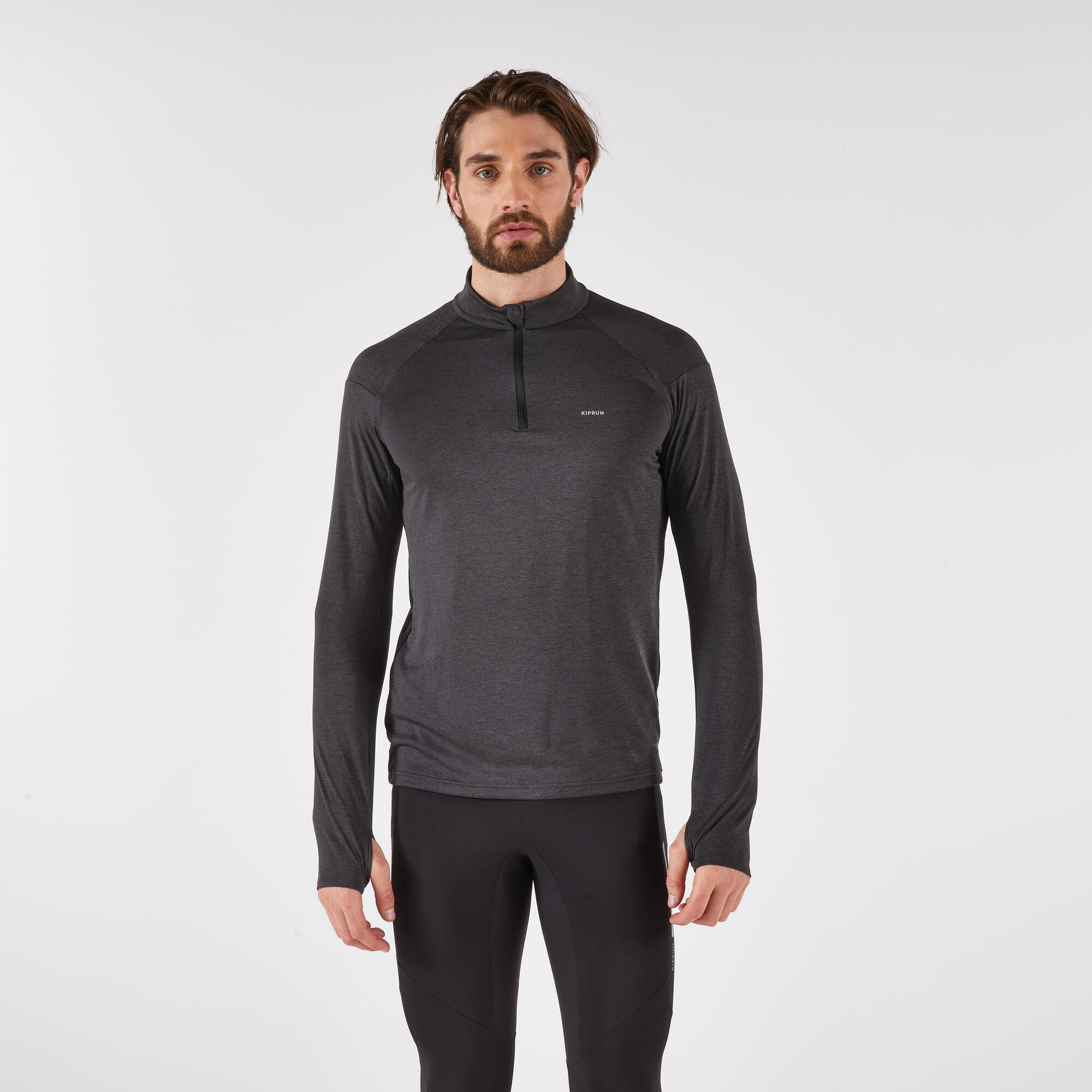 Kiprun Men's 100 Long Sleeved Half Zip Running T shirt