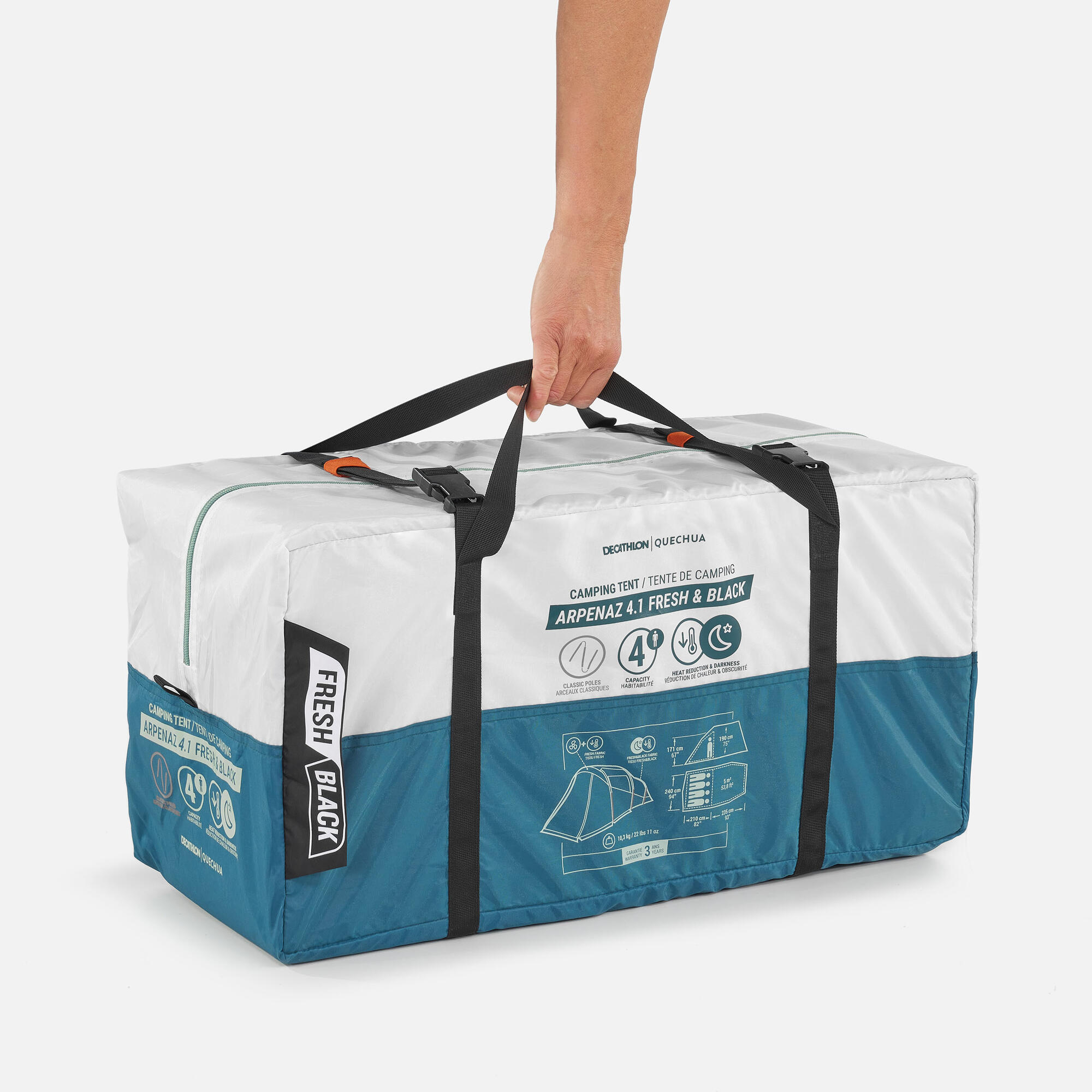 Alternative view of Quechua Arpenaz Fresh & Black Family Camping Tent 4 Person 1 Bedroom